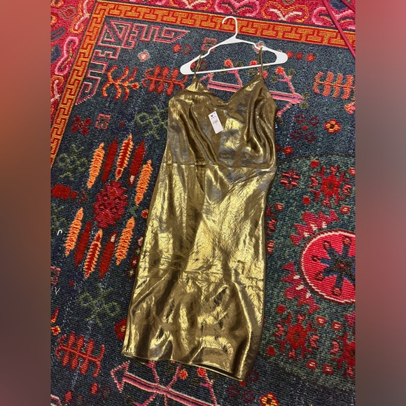 NWT Express Gold Slip Dress - Picture 2 of 4